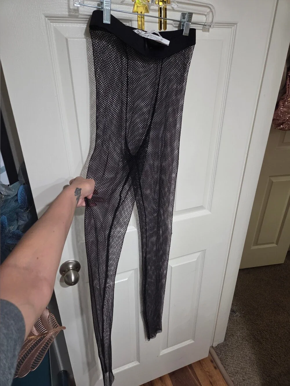 Zara Black Fishnet Tights Hosiery Leggings Small NWOT